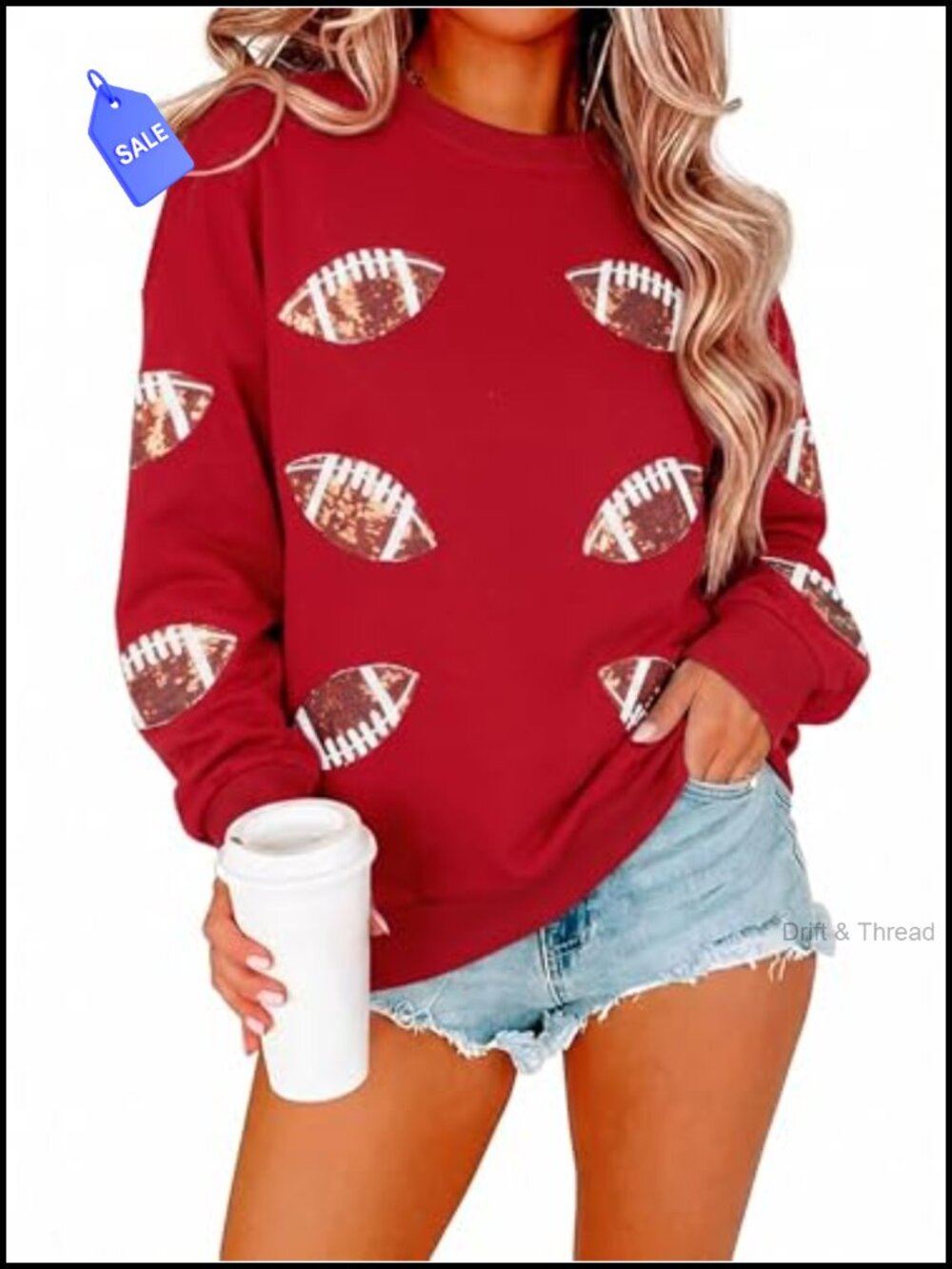 Sequin Game Day Sweatshirt Women Football Season Pullover Crewneck